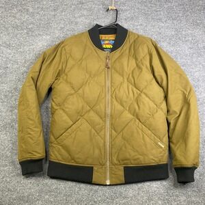 Eddie Bauer Skyliner Down 1936 Mens Quilted Bomber Jacket Brown Tan Medium